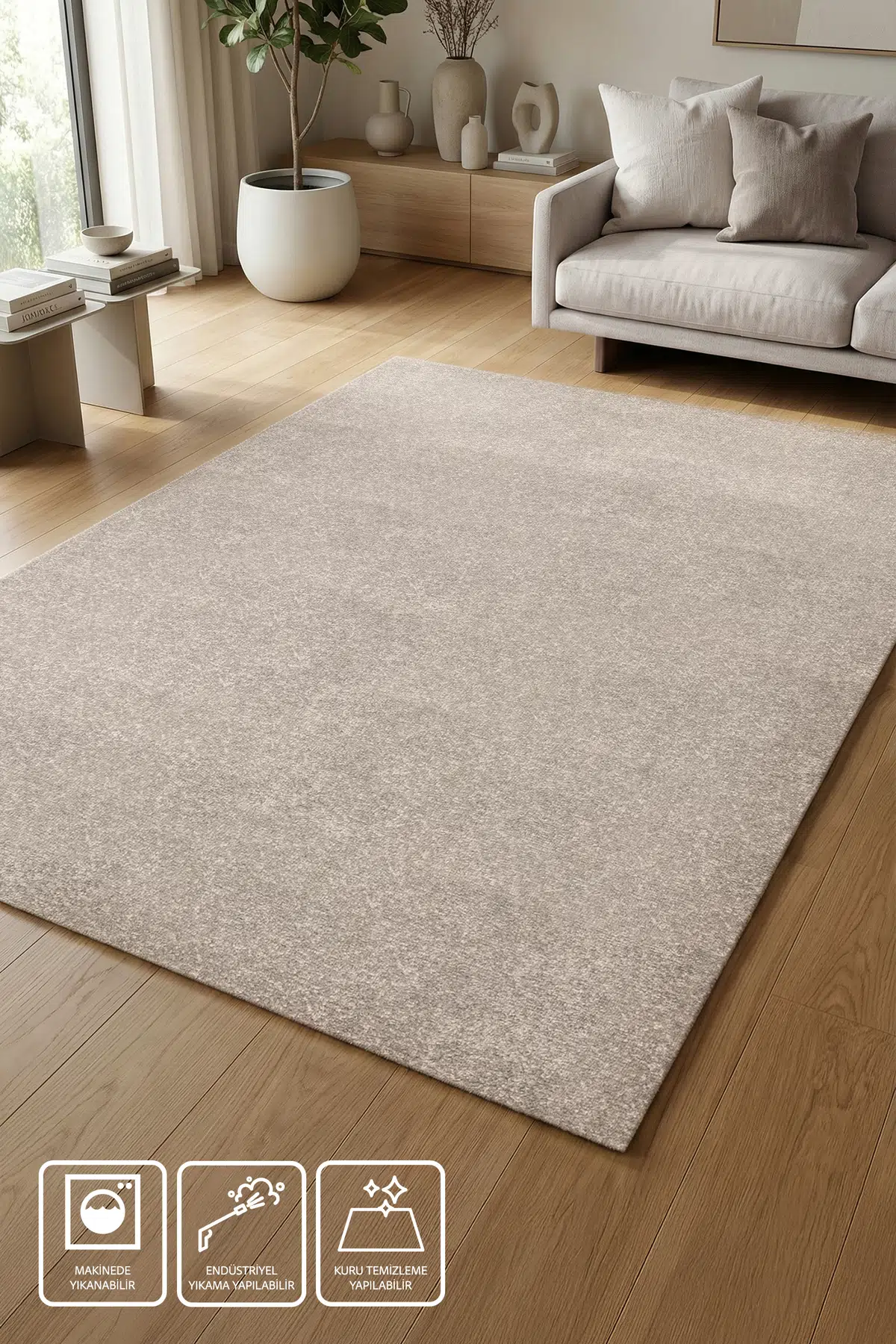 Bella Salon Oturma ve Çocuk Odası Yumuşak Dokulu Tuft Halı-Açık Bej