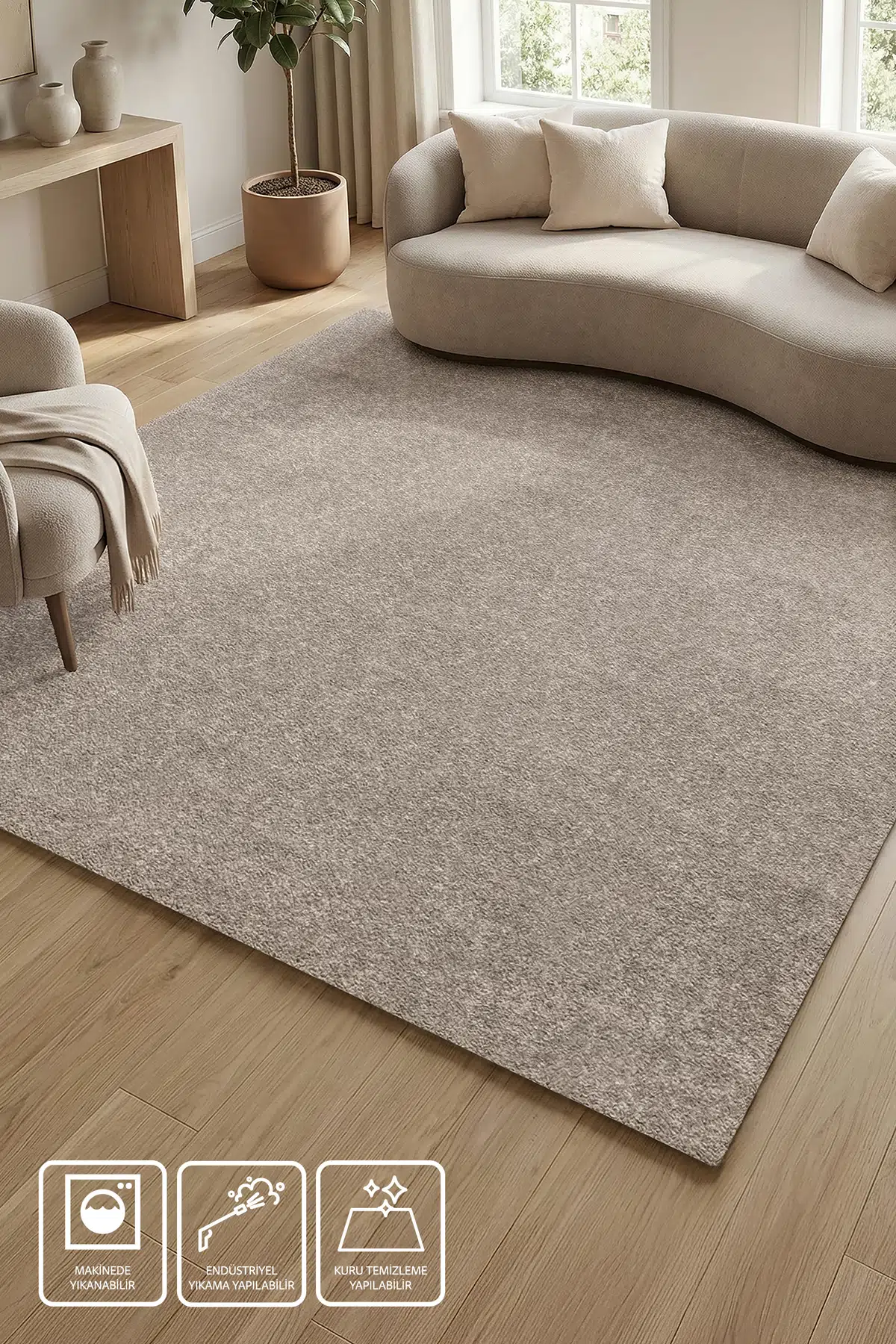 Bella Salon Oturma ve Çocuk Odası Yumuşak Dokulu Tuft Halı-Bej