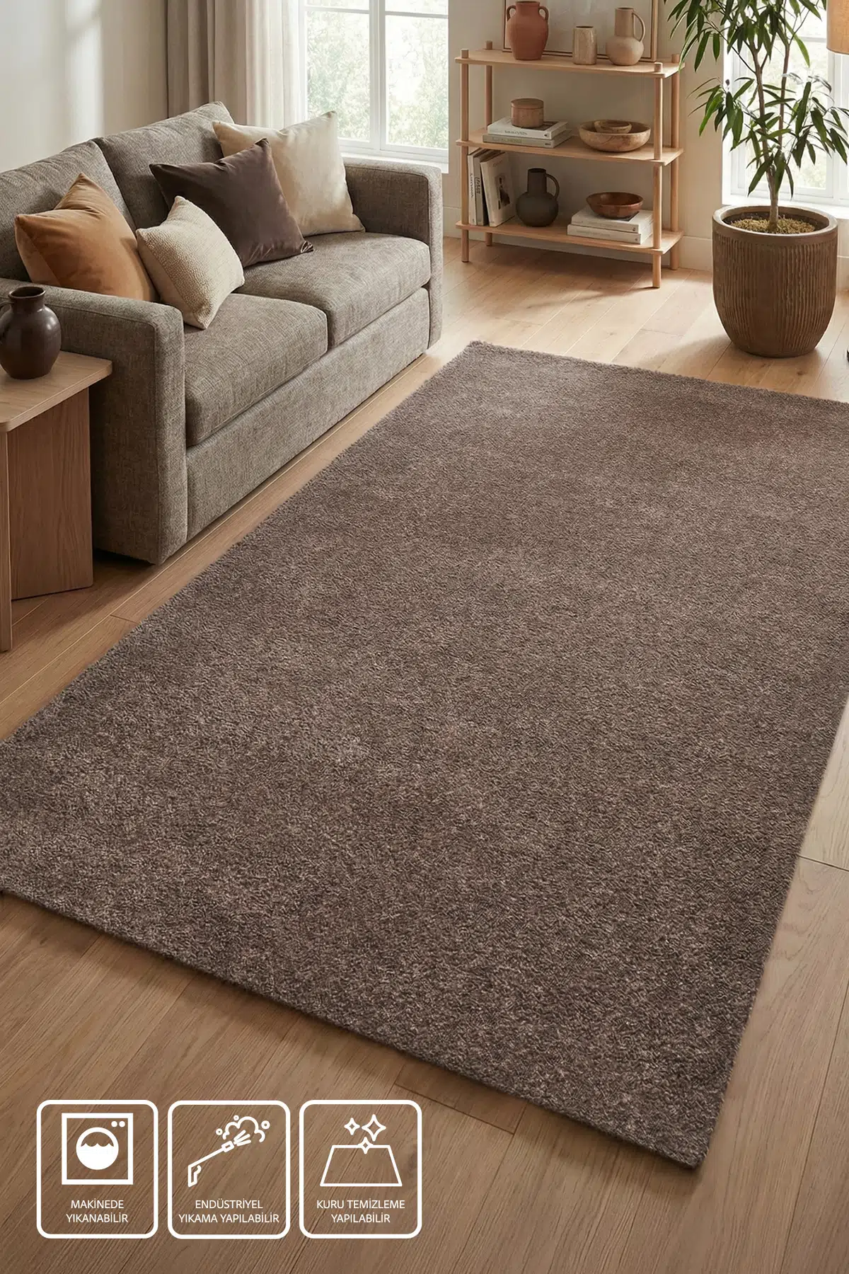 Bella Salon Oturma ve Çocuk Odası Yumuşak Dokulu Tuft Halı-Kahverengi