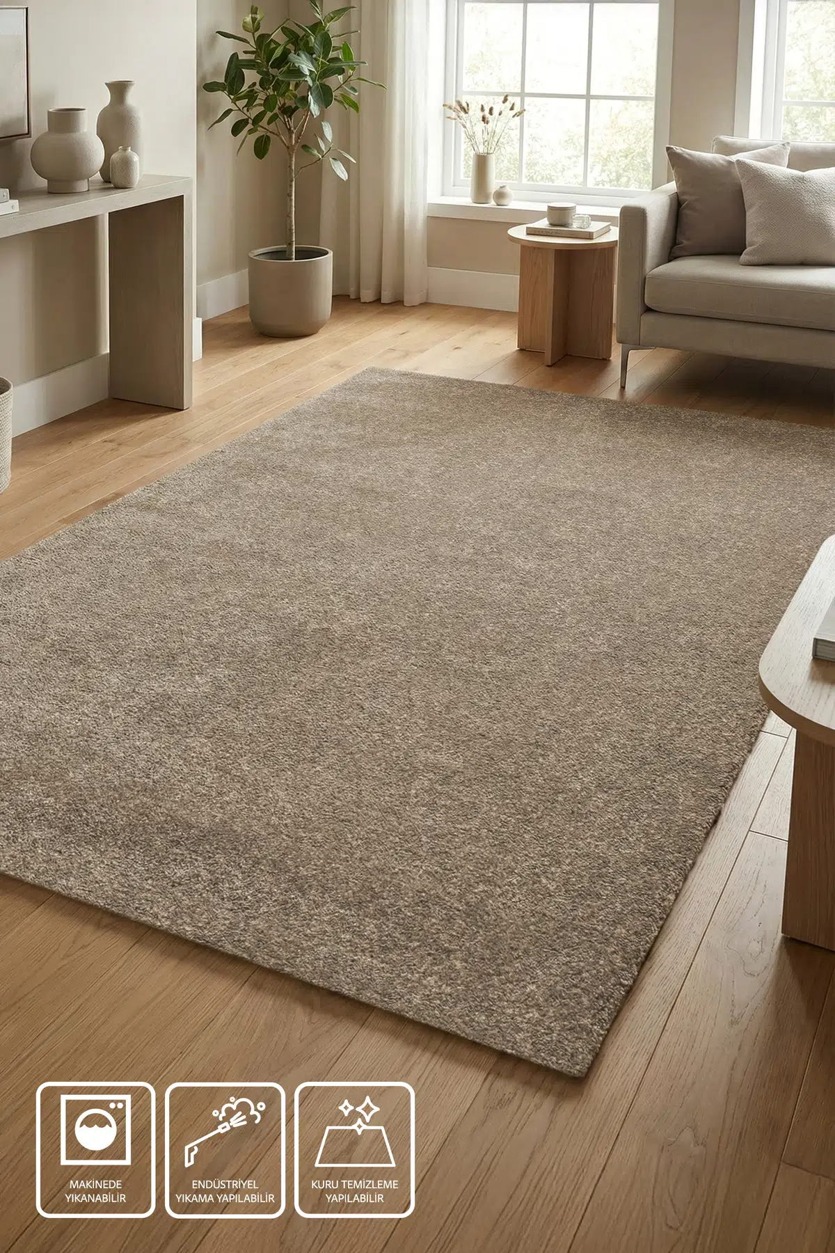 Bella Salon Oturma ve Çocuk Odası Yumuşak Dokulu Tuft Halı-Koyu Bej