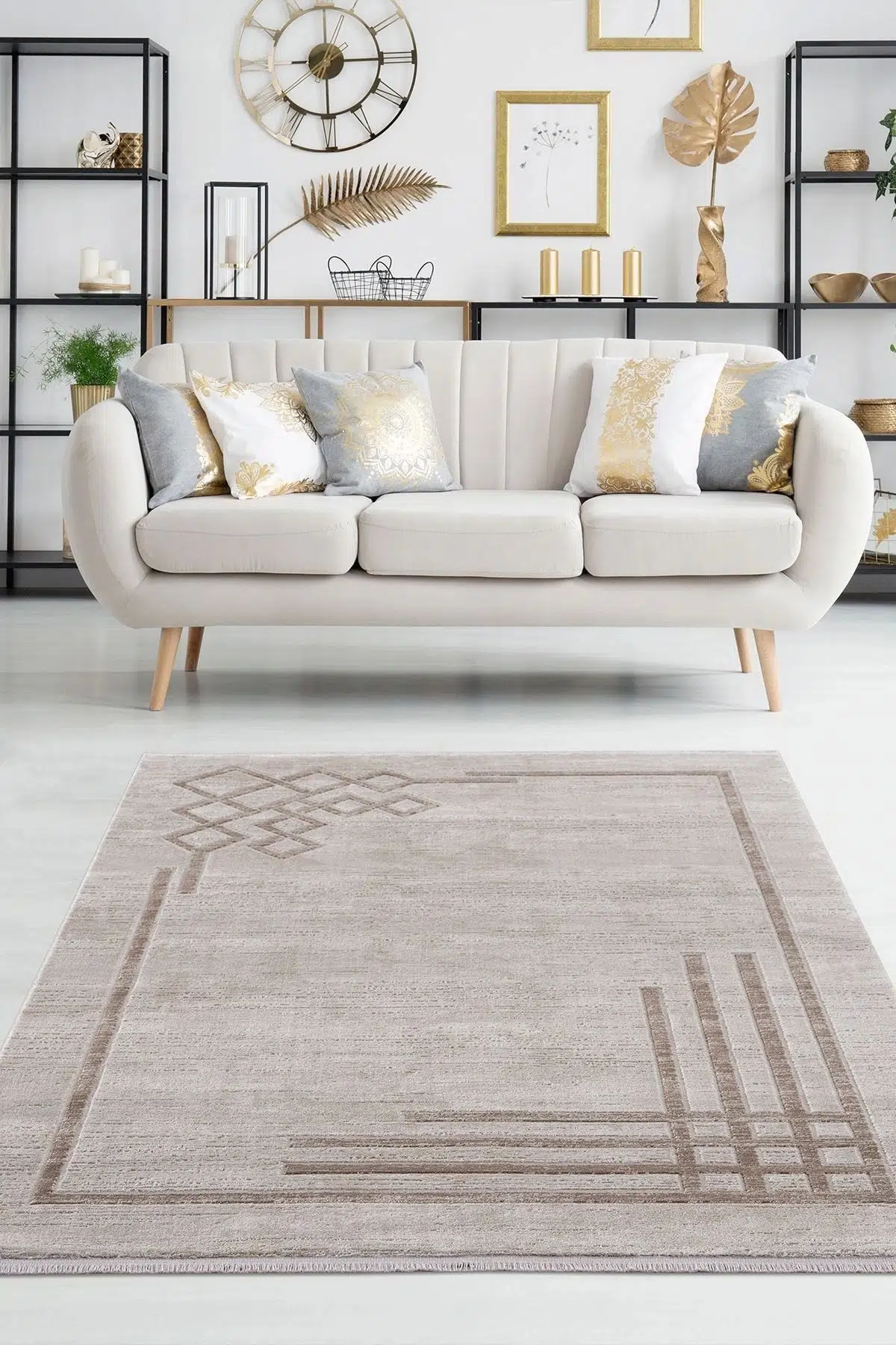 Breda Krem Salon Ve Oturma Odası Halısı