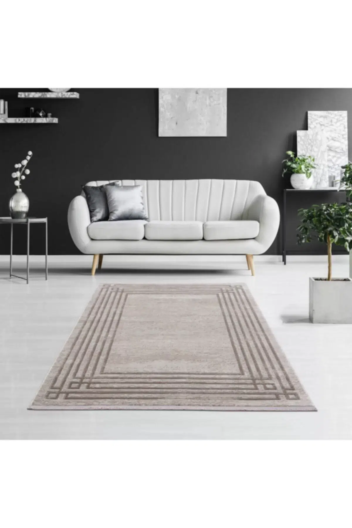 Breda Modern Salon ve Oturma Odası Halısı - Kahverengi