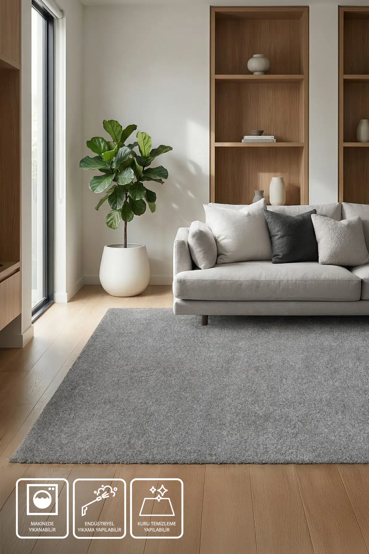 Craft Salon Oturma ve Çocuk Odası Yumuşak Dokulu Tuft Halı- Gri