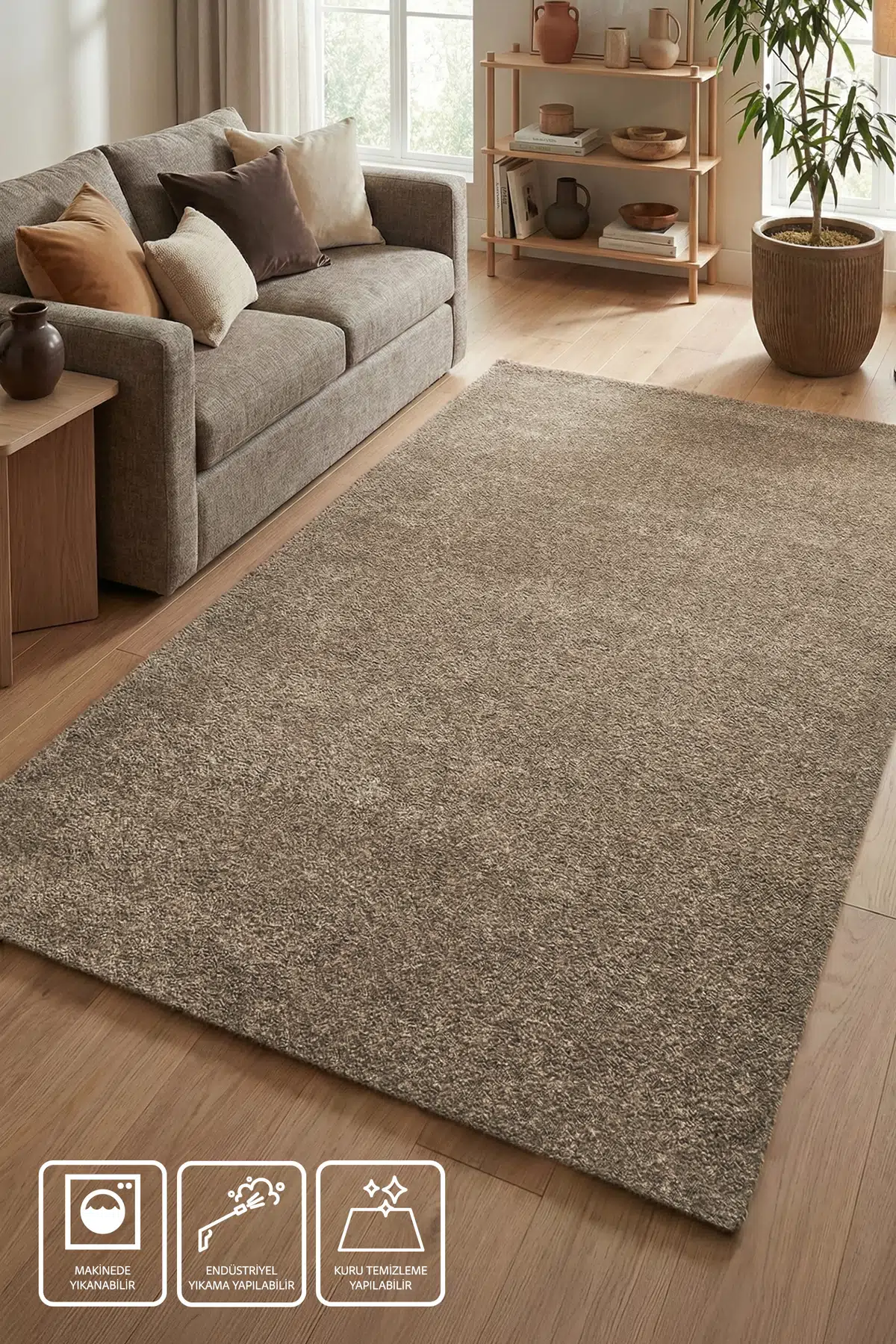 Craft Salon Oturma ve Çocuk Odası Yumuşak Dokulu Tuft Halı- Koyu Bej