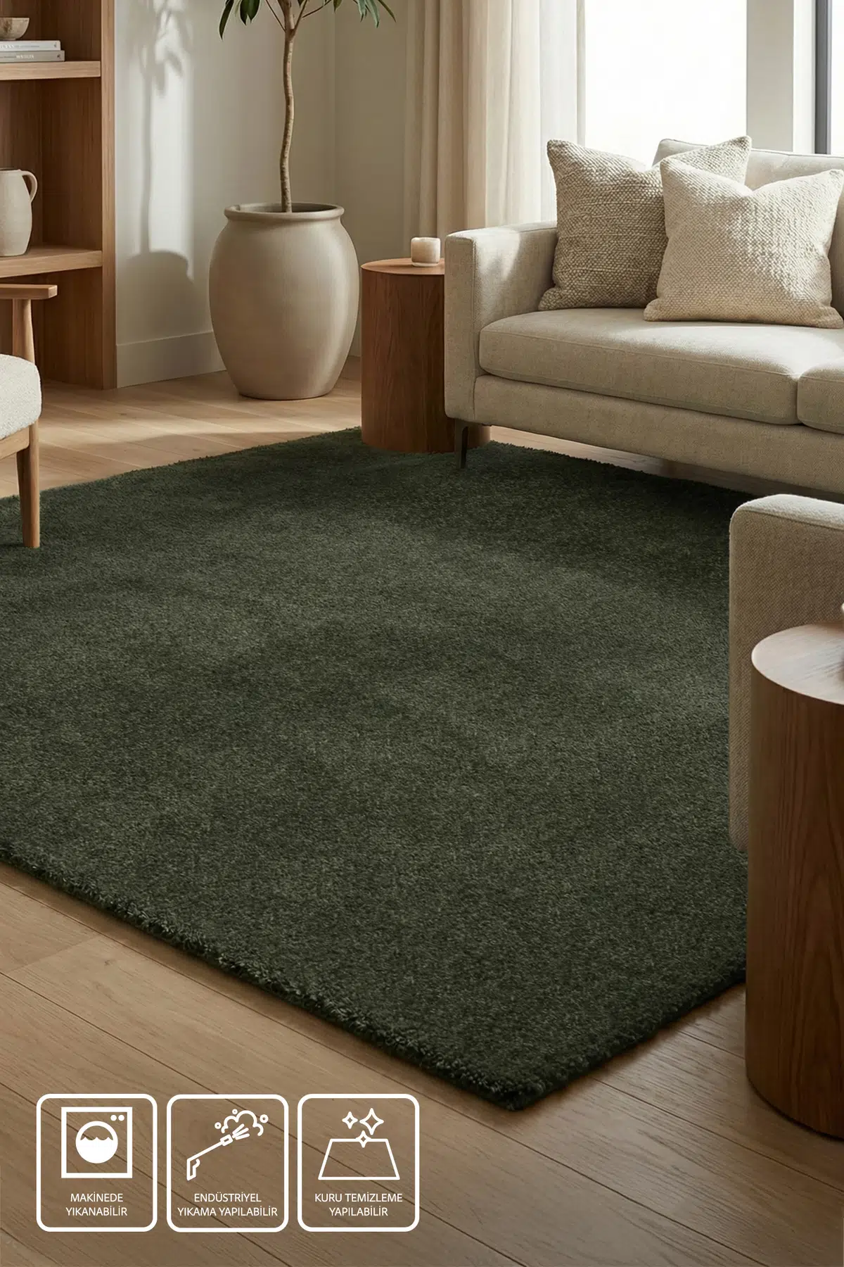 Craft Salon Oturma ve Çocuk Odası Yumuşak Dokulu Tuft Halı- Yeşil