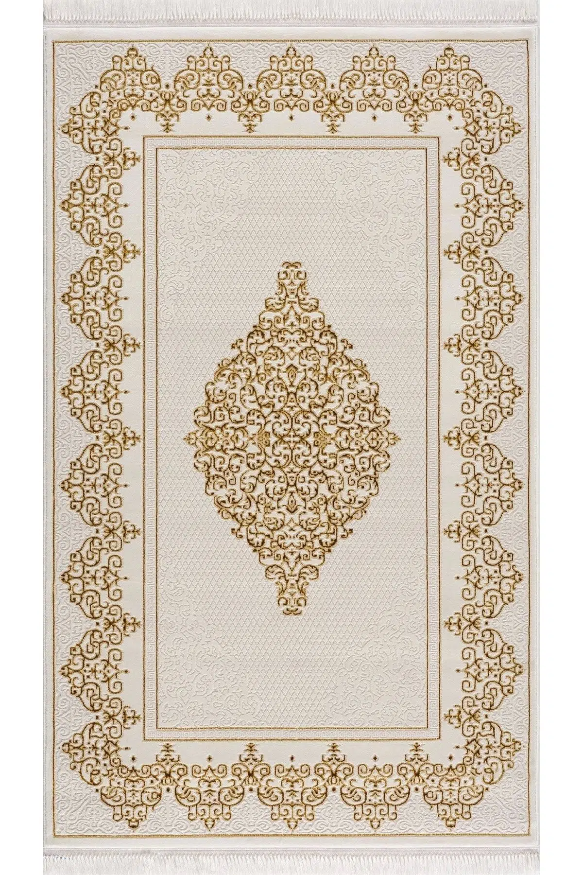 Efsun Krem Gold Modern Salon Ve Oturma Odası Halısı - Krem