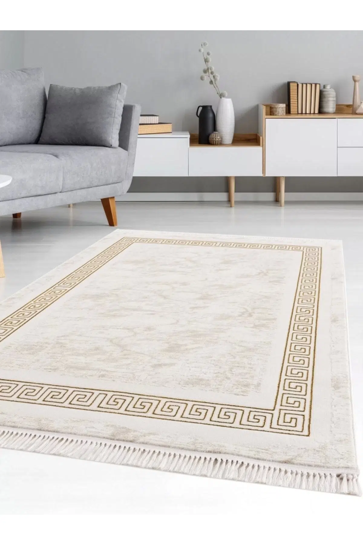 Efsun Modern Salon ve Oturma Odası Halısı - Krem Gold