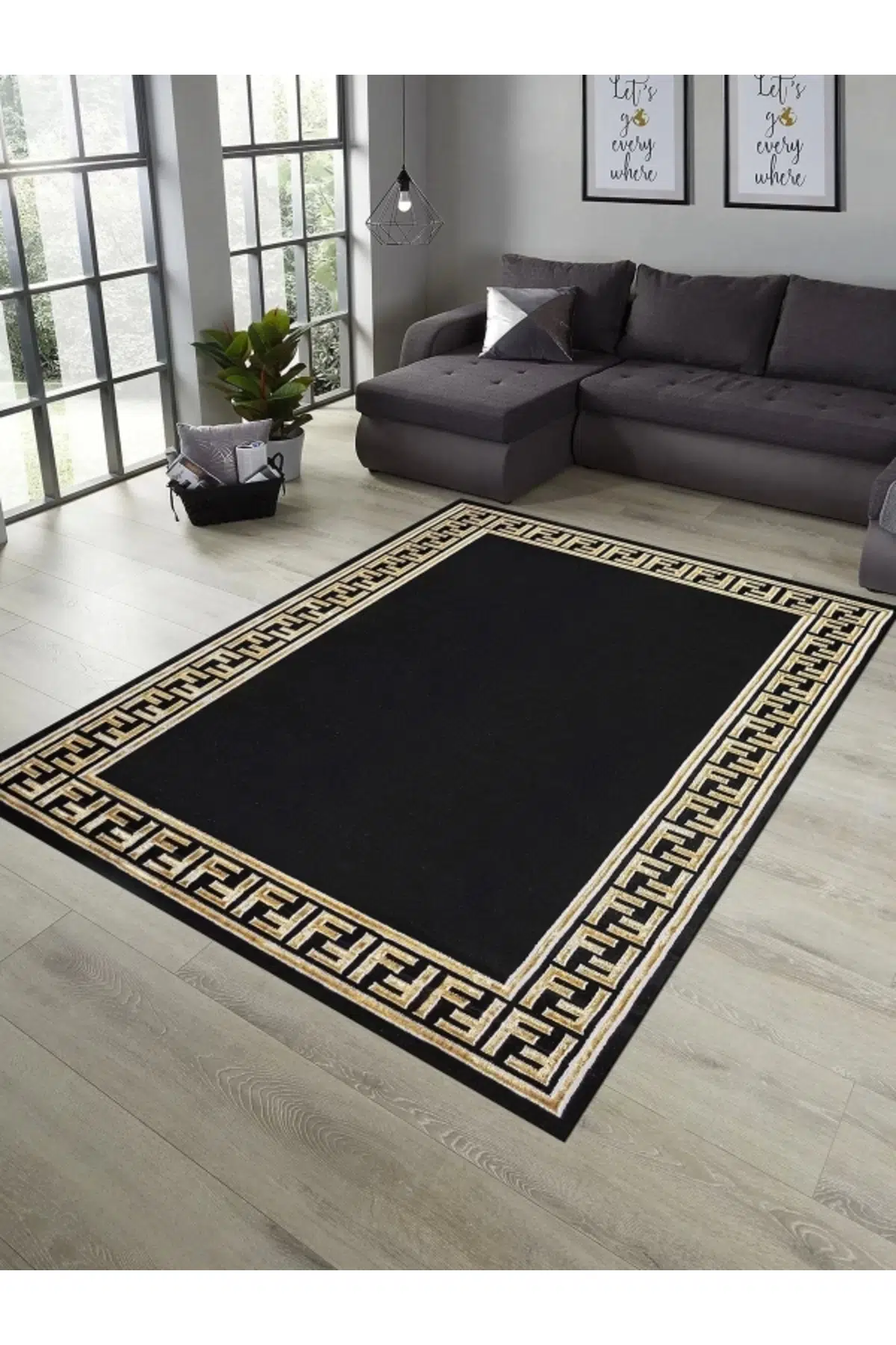 Elizza Collection Modern Salon ve Oturma Odası Halısı - Krem Siyah Outlet Ürün 4722