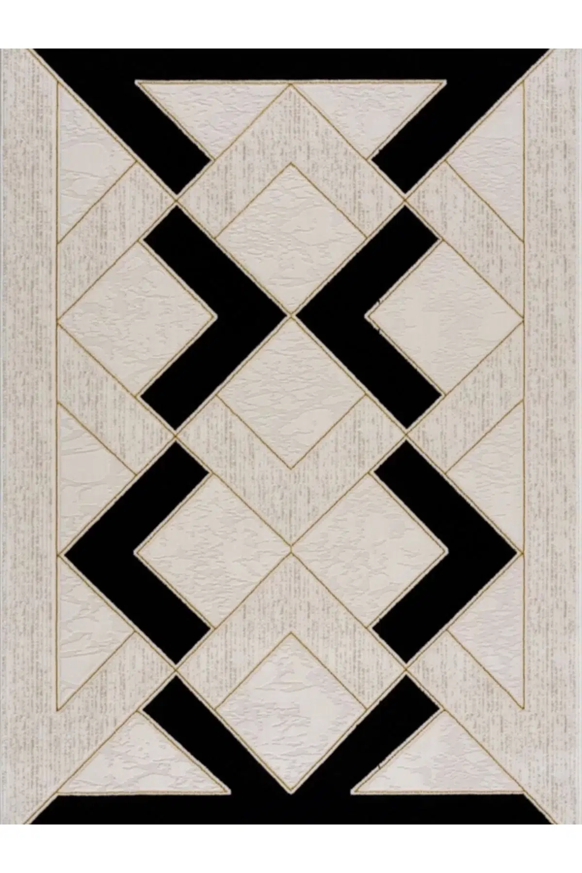 Elizza Collection Modern Salon ve Oturma Odası Halısı - Krem Siyah - Siyah