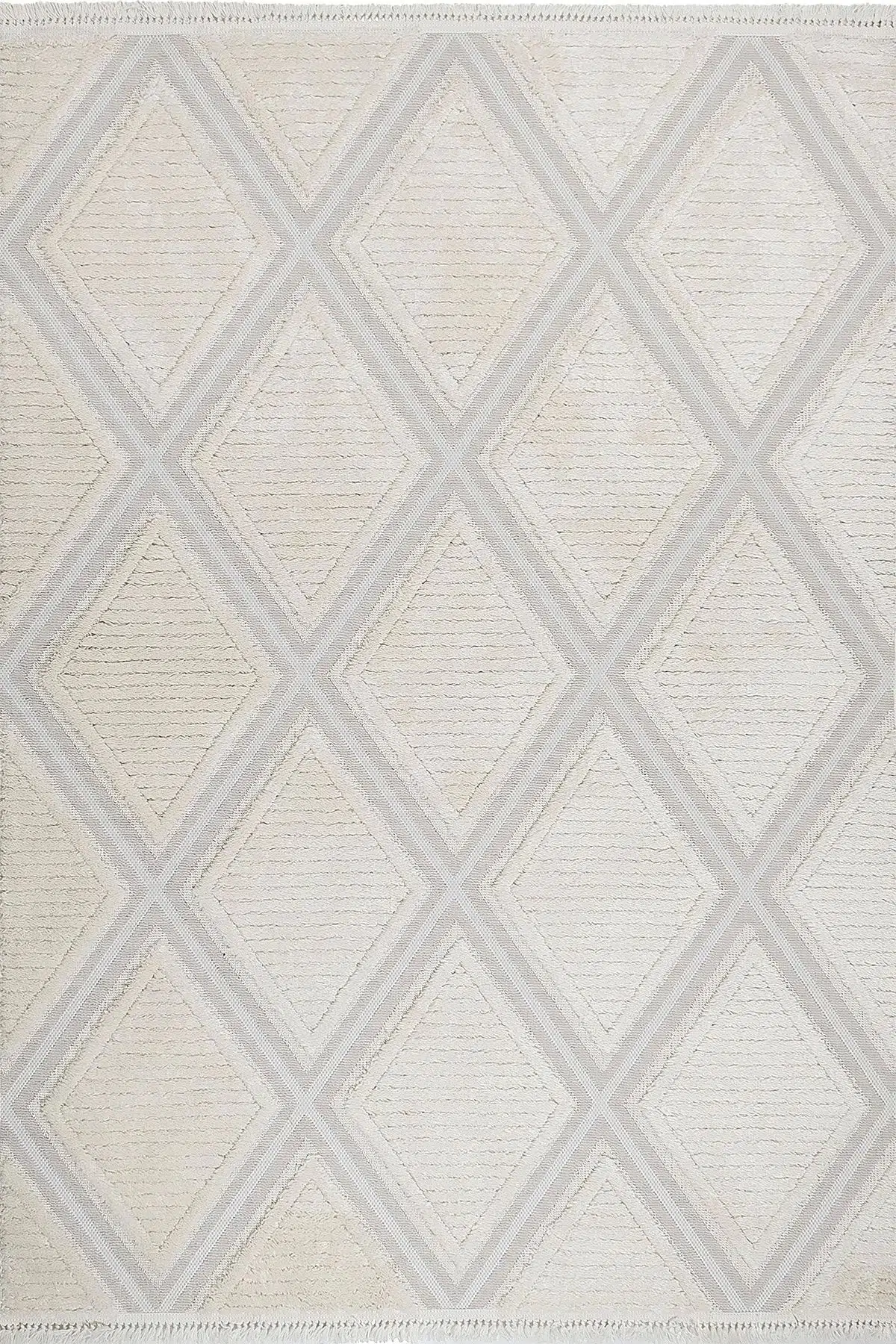 Grade Bukleli Dokuma Halı Çocuk Odası Oturma Odası Salon Mutfak Halısı 25716a Krem/gri