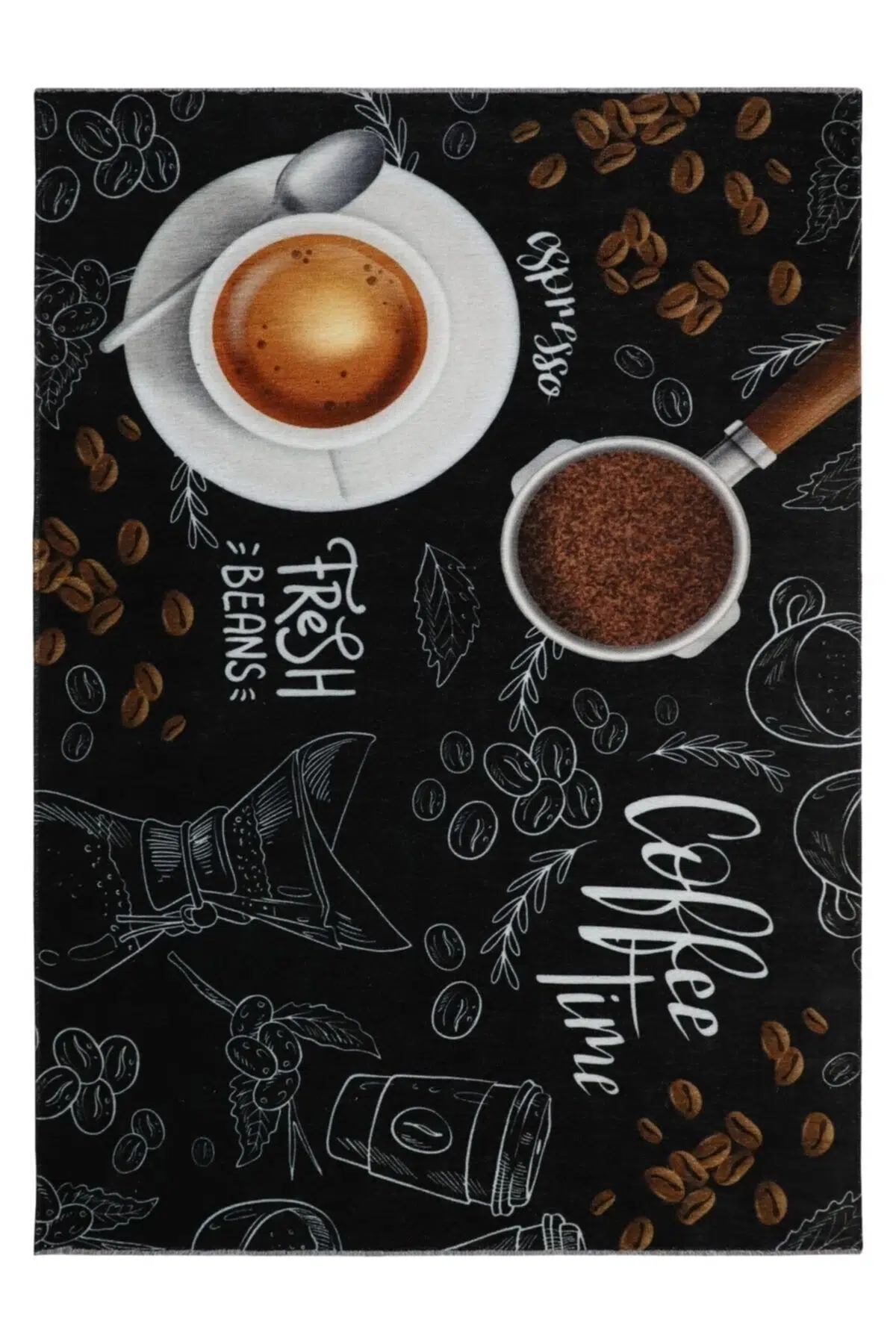 Kahverengi Temalı Yıkanabilir Şönil Mutfak Kilimi