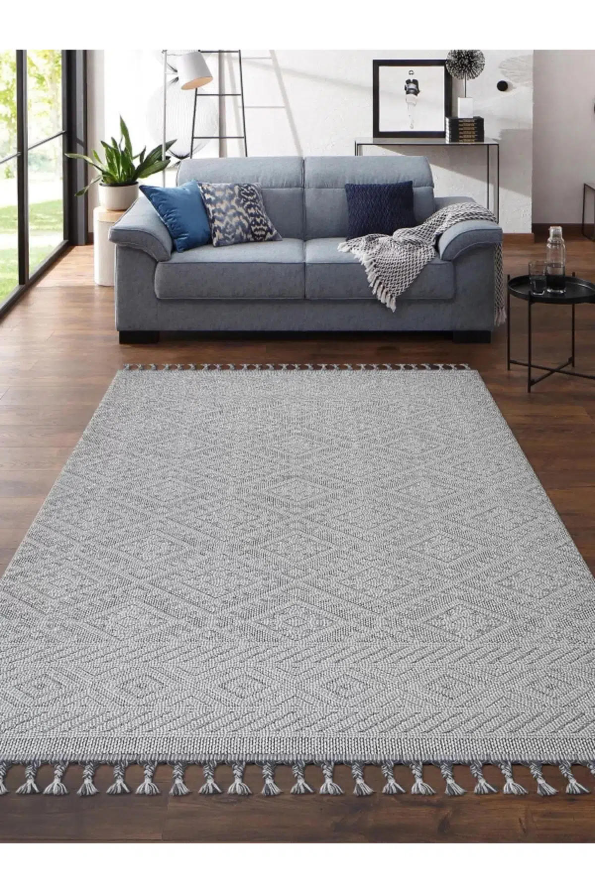 Otantik Modern Salon ve Oturma Odası Halısı - Krem Gri