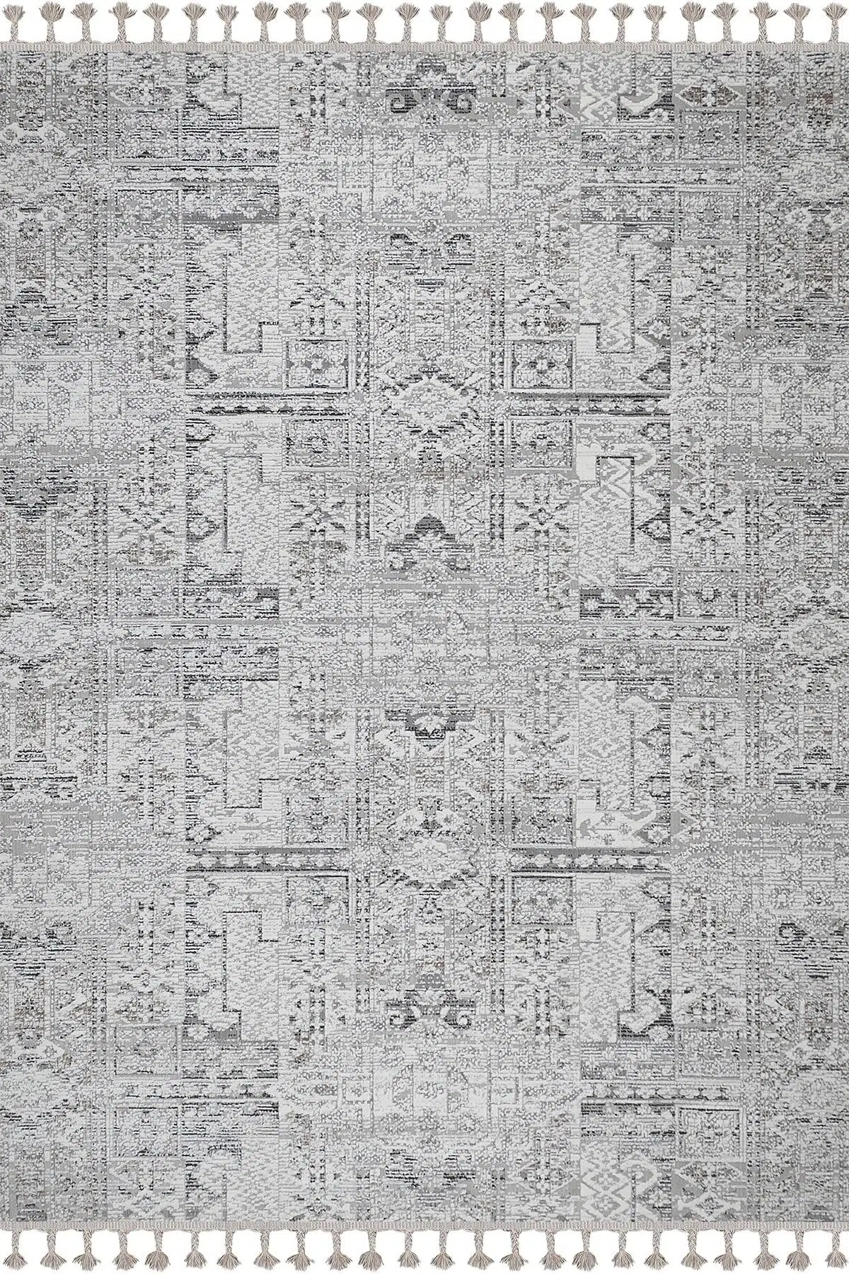 Possion Dokuma Halı Oturma Odası Salon Mutfak Halısı 25604a Gri/beyaz