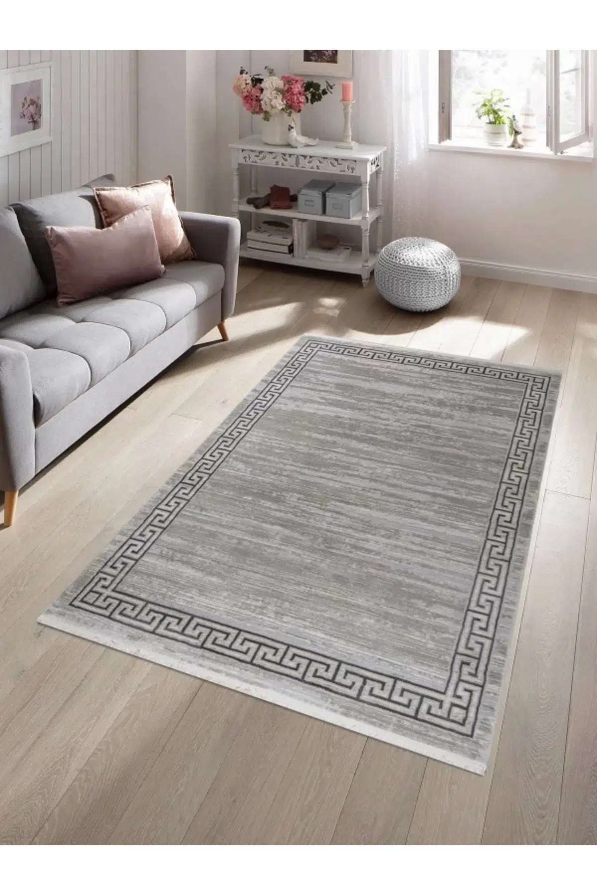 Pyramid Modern Salon ve Oturma Odası Halısı - Gri