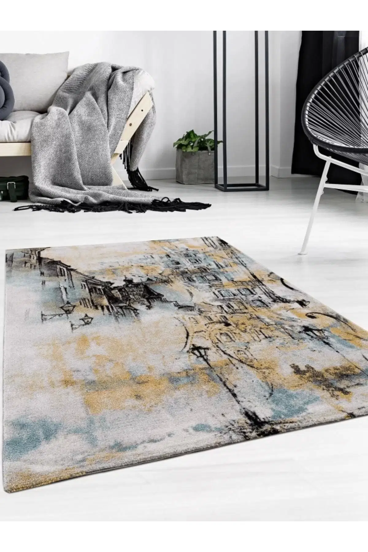 Safir Modern Salon ve Oturma Odası Halısı - Gri
