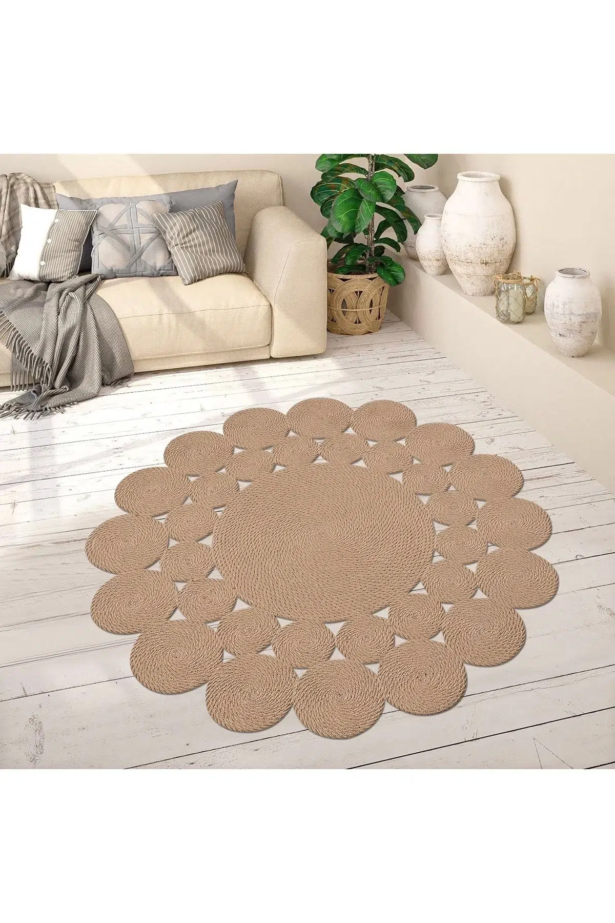 Zenit Collectıon Hasır Görünümlü Oval Jüt Natural Örgü Halı