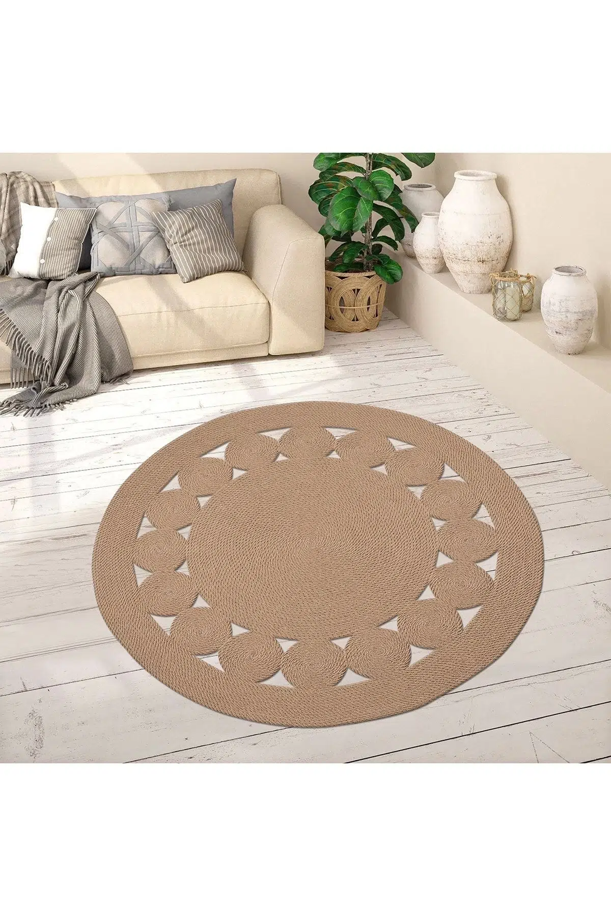 Zenit Collectıon Hasır Görünümlü Oval Jüt Natural Örgü Halı