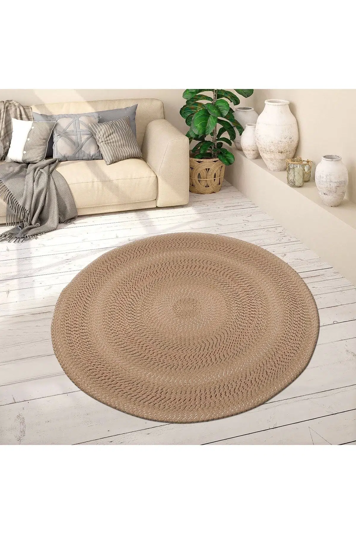 Zenit Collectıon Hasır Görünümlü Oval Jüt Natural Örgü Halı